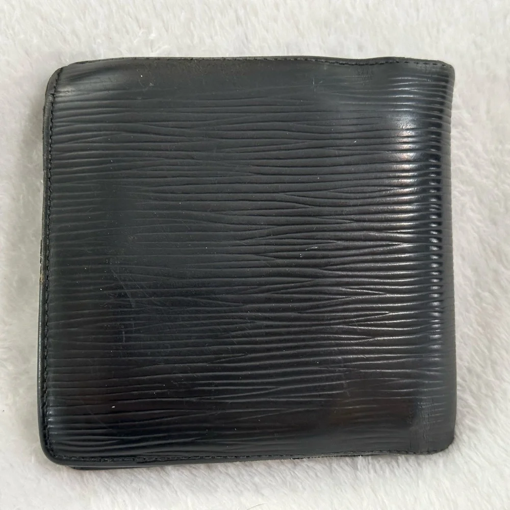 LOUIS VUITTON EPI LEATHER PORTEFEUILLE MARCO BLACK BIFOLD WALLET MADE IN FRANCE